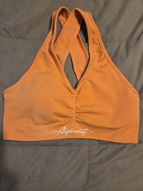 Alphalete Women's Orange Cross-Back Sports Bra